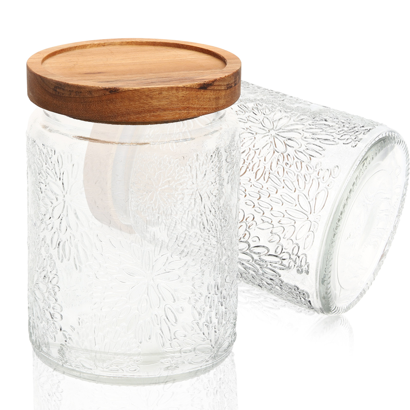 Food Storage Jars Plastic - 2Pcs Embossed Candy Storage Jars Glass