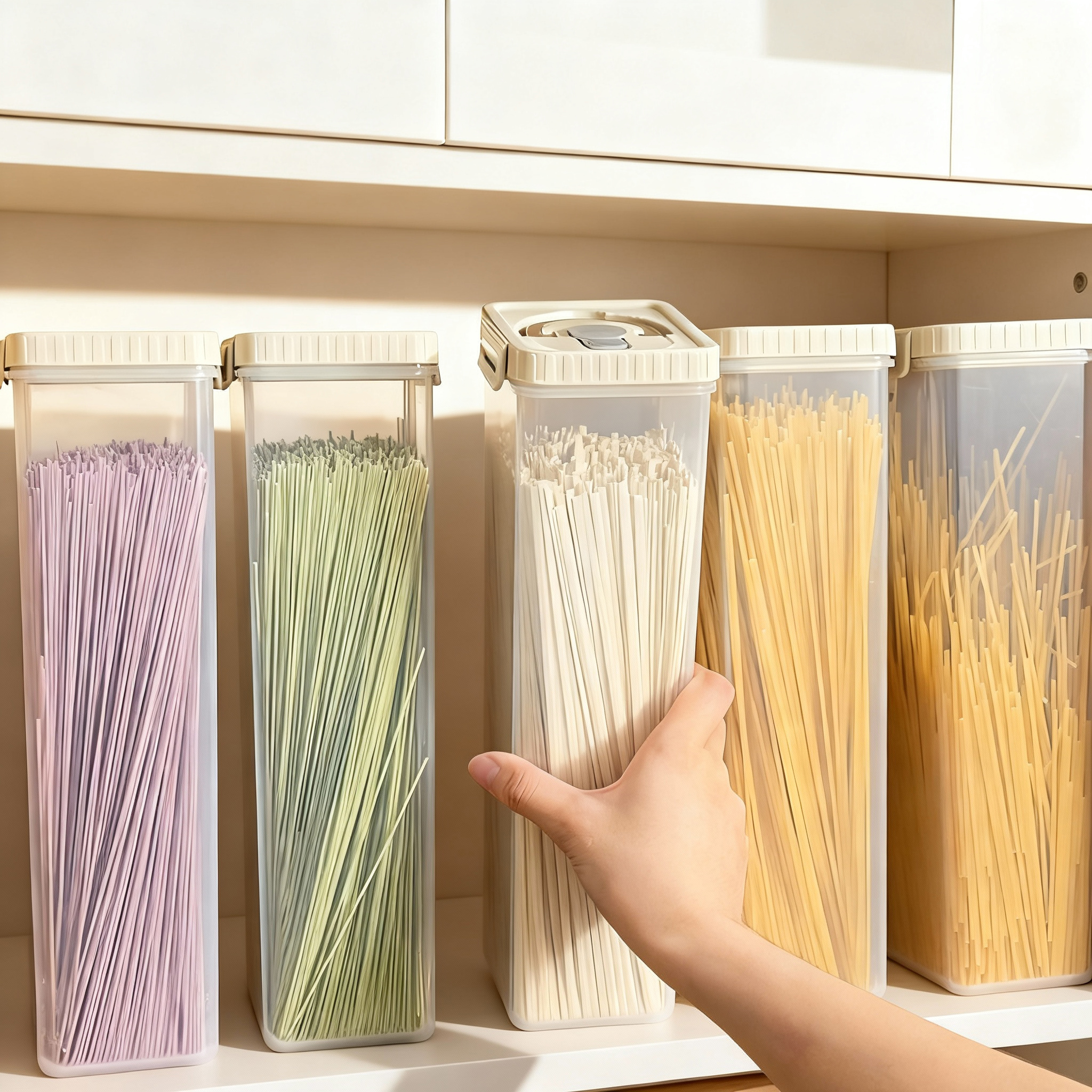 Food Storage Jars Plastic - Noodles Sealed Storage Box With Handle