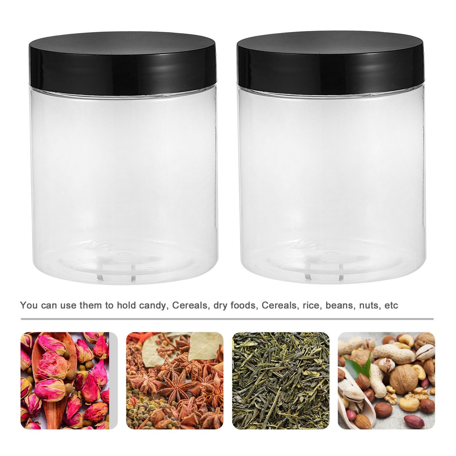 Food Storage Jars Plastic - 12Pcs Clear Plastic Storage Jars Food