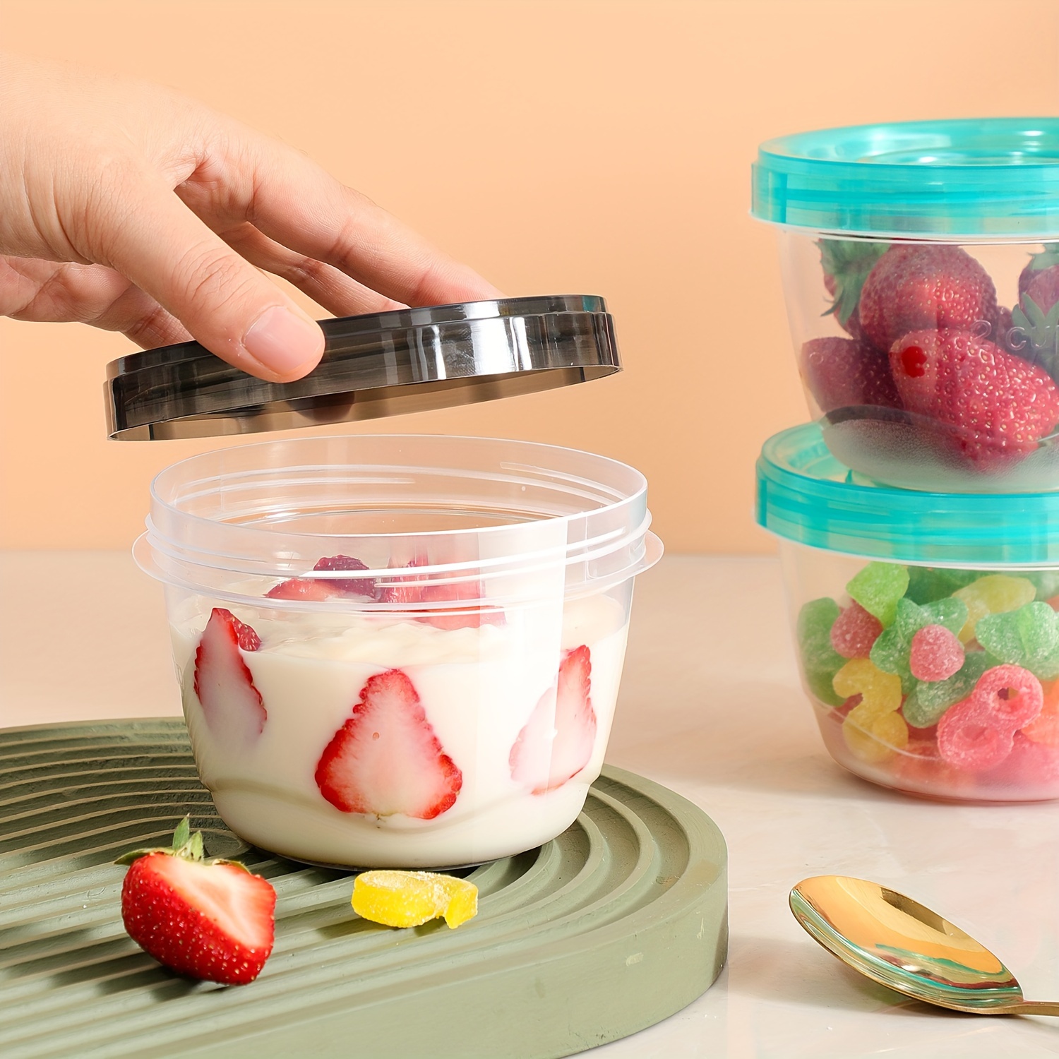 Food Storage Jars Plastic - 2 Transparent Sealed Food Storage Containers