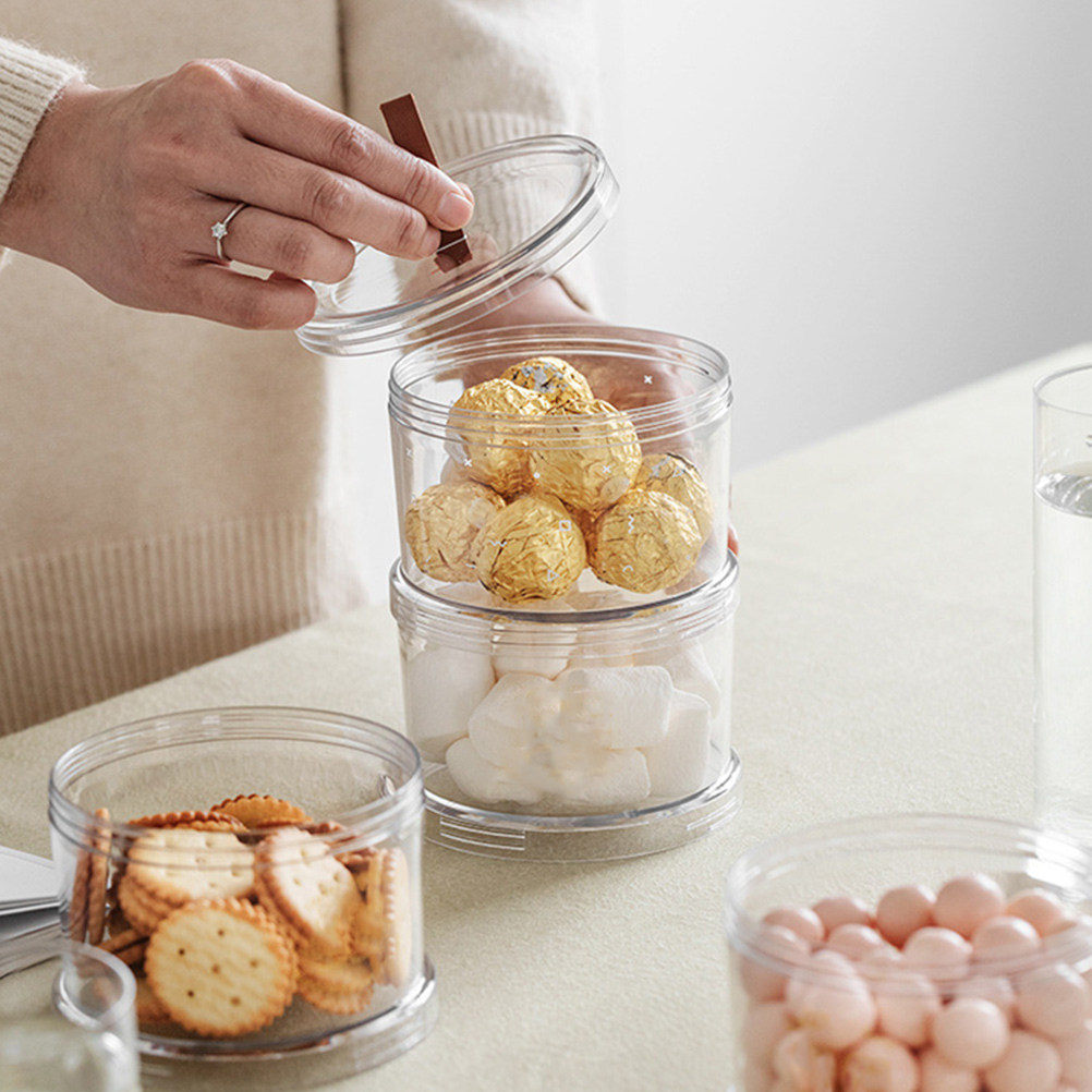 Food Storage Jars Plastic - 2Pcs Premium Pet Transparent Multi-Function Food