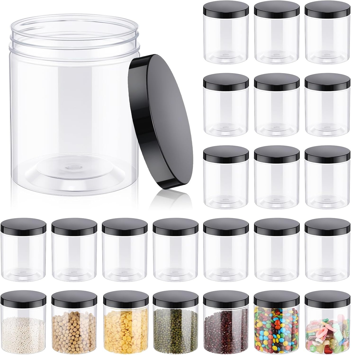 24 Pcs 16oz Plastic Jars with  – обзор и цена Food Storage Jars Plastic