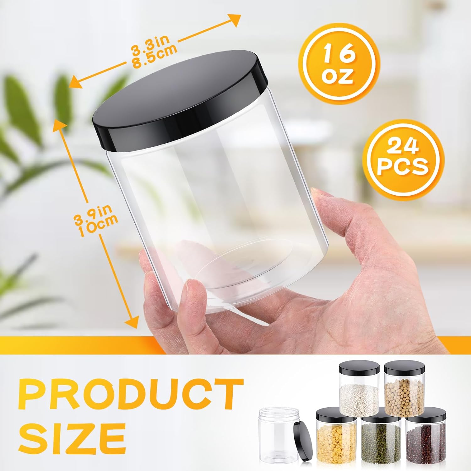 24 Pcs 16oz Plastic Jars with  – обзор и цена Food Storage Jars Plastic