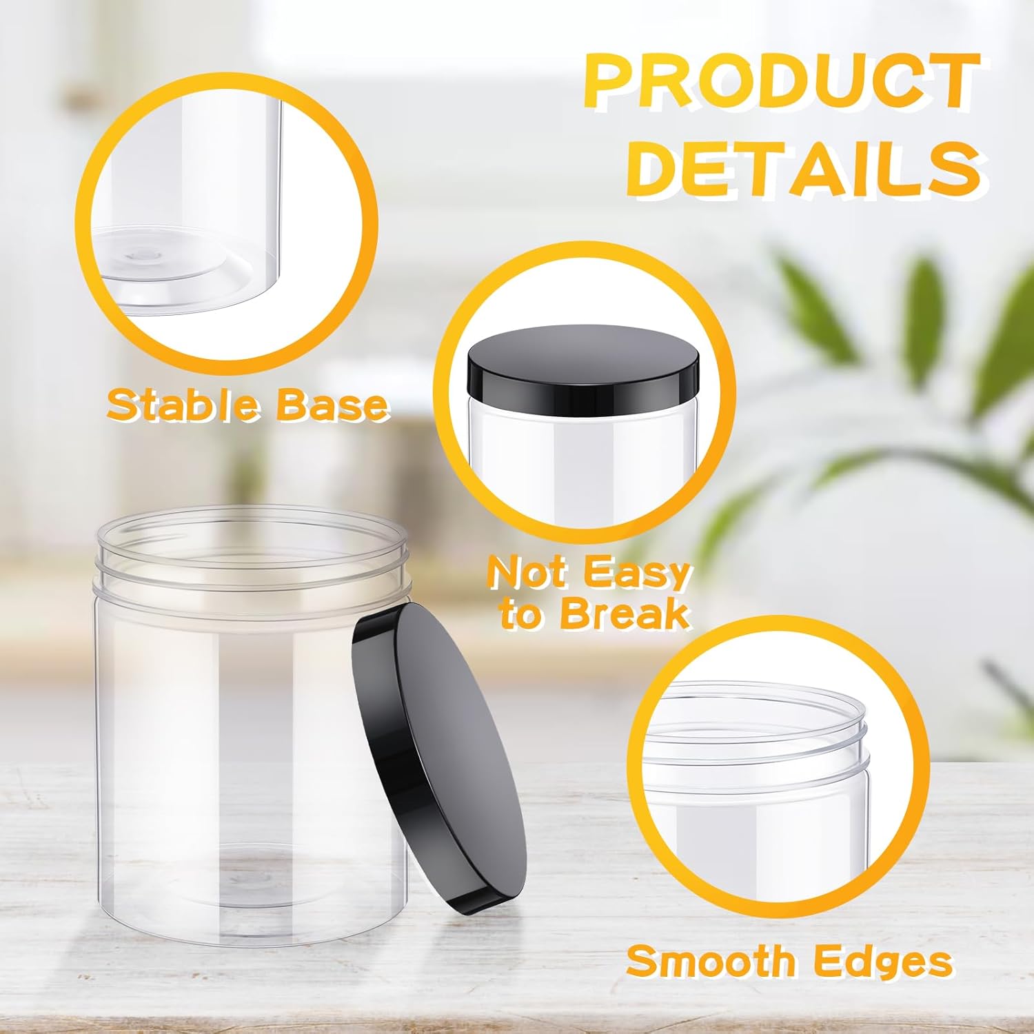 24 Pcs 16oz Plastic Jars with  – обзор и цена Food Storage Jars Plastic