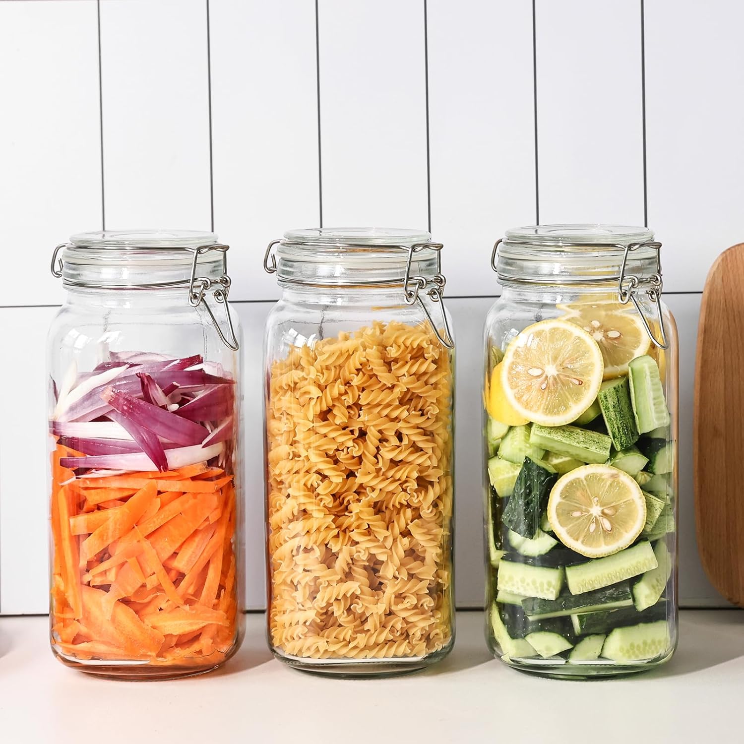 3 Pack 78oz    Glass Jars with – обзор и цена Food Storage Jars Plastic