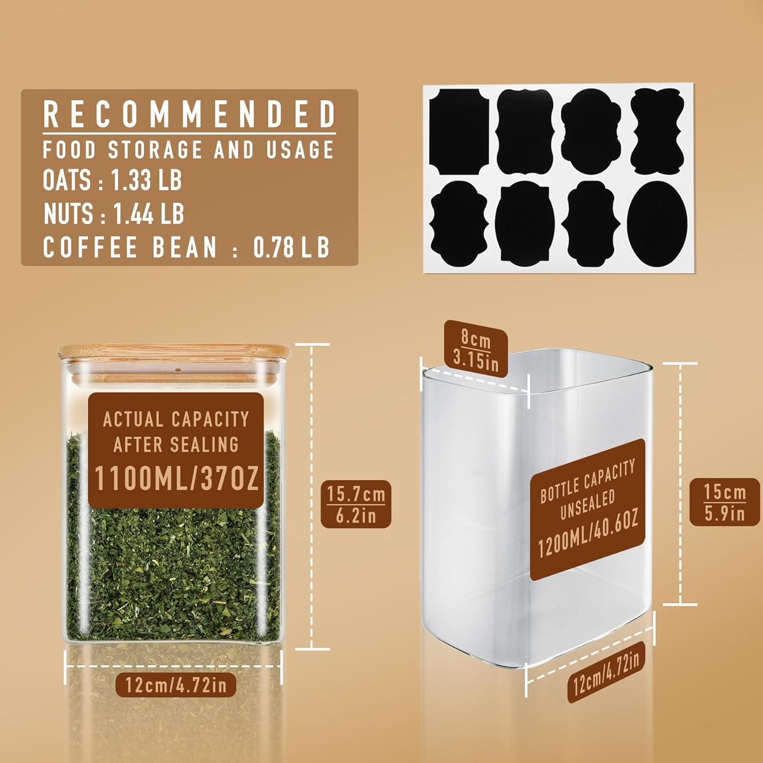 37oz Rectangle Airtight Glass  – обзор и цена Food Storage Jars Plastic
